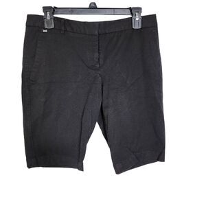 White House Black Market Women Bermuda Shorts Size 6 Black Mid Rise Stretch Logo
